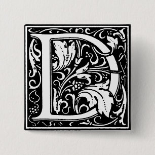 Renaissance-Stil Alphabet Buchstabe D - Anstecknad Button