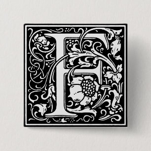 Renaissance-Stil Alphabet Buchstabe F - Anstecknad Button