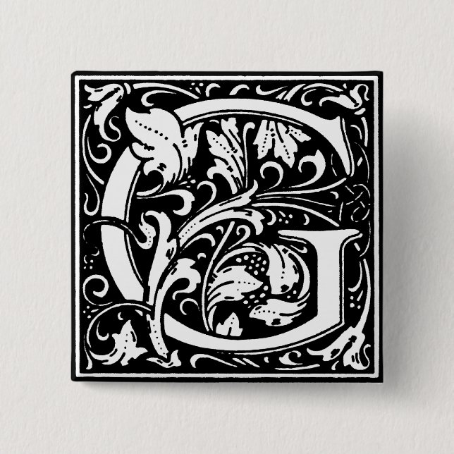 Renaissance-Stil Alphabet Buchstabe G - Stift Button (Vorderseite)