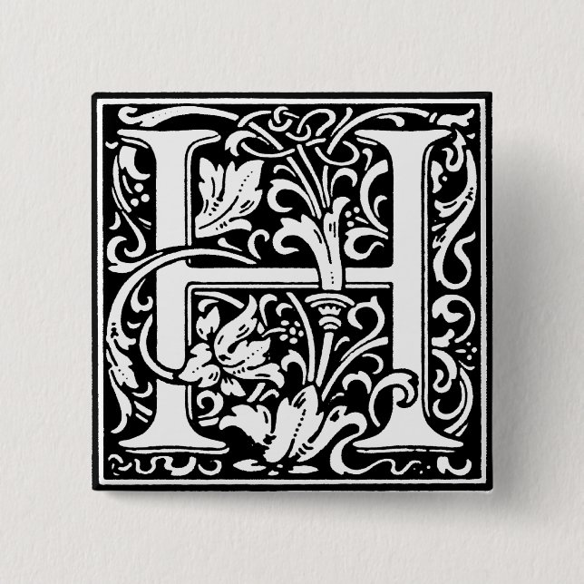 Renaissance-Stil Alphabet Buchstabe H - Stift Button (Vorderseite)