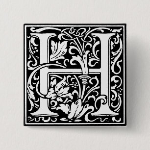 Renaissance-Stil Alphabet Buchstabe H - Stift Button