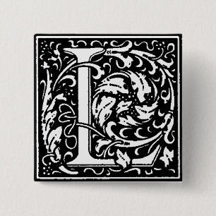 Renaissance-Stil Alphabet Buchstabe L - Anstecknad Button