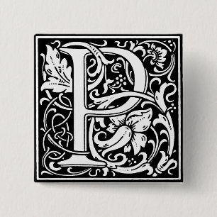 Renaissance-Stil Alphabet Buchstabe P - Stift Button