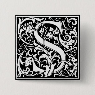 Renaissance-Stil Alphabet Buchstabe S - Anstecknad Button