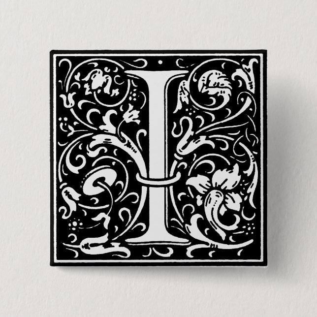 Renaissance-Stil Alphabet Letter I - Button (Vorderseite)