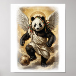 Renaissance-Stil Panda-Spieler Fußball auf einem Poster