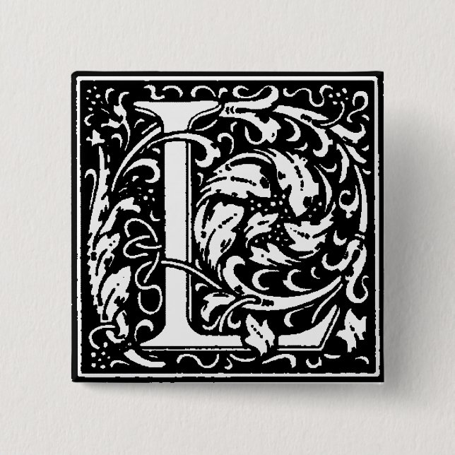 Renaissance Style Alphabet Letter L - Button (Vorderseite)