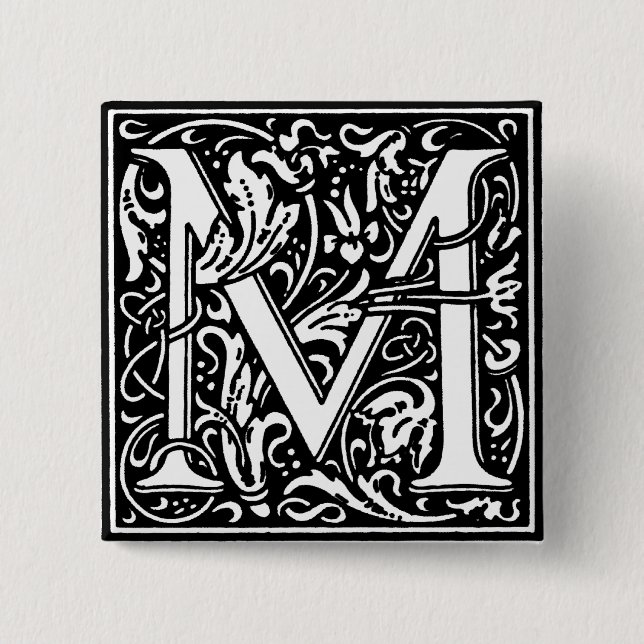 Renaissance Style Alphabet Letter M - Button (Vorderseite)