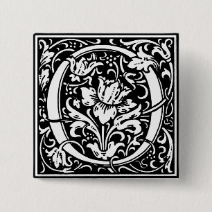 Renaissance Style Alphabet Letter O - Button