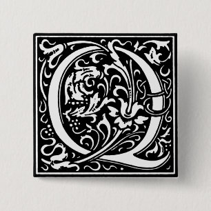 Renaissance Style Alphabet Letter Q - Button