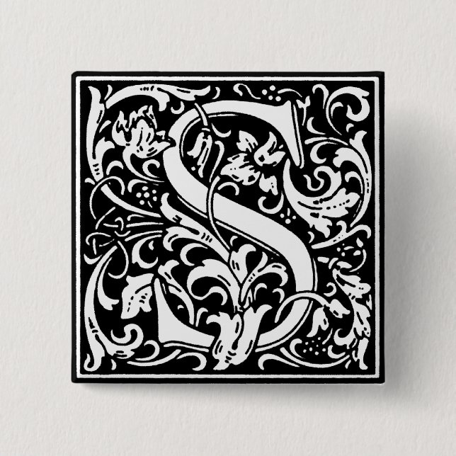 Renaissance Style Alphabet Letter S - Button (Vorderseite)