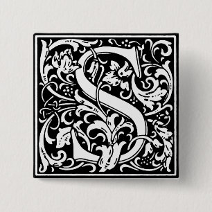 Renaissance Style Alphabet Letter S - Button