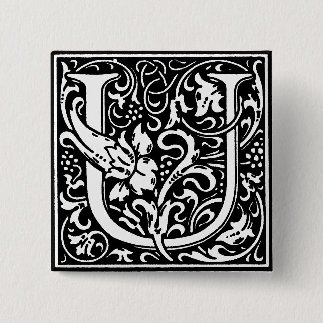 Renaissance Style Alphabet Letter U - Button (Vorderseite)