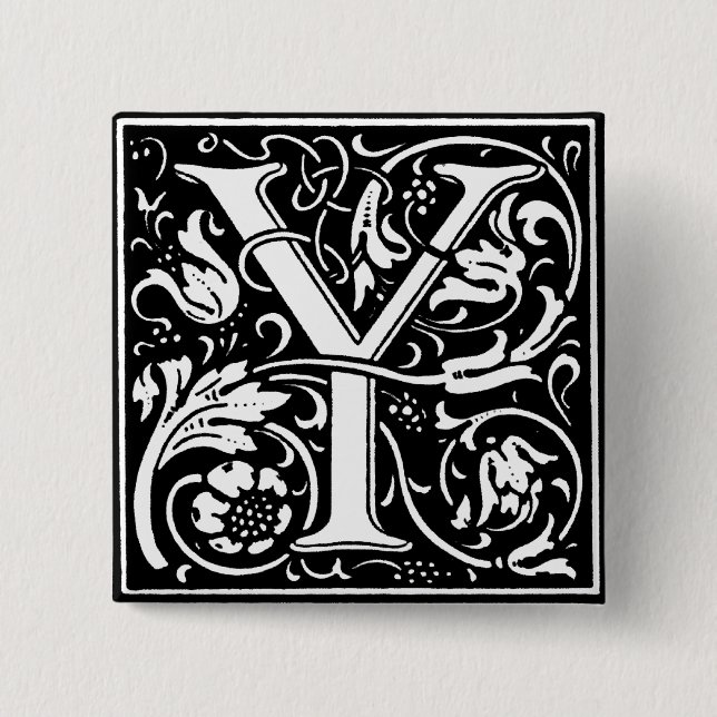 Renaissance Style Alphabet Letter Y - Button (Vorderseite)