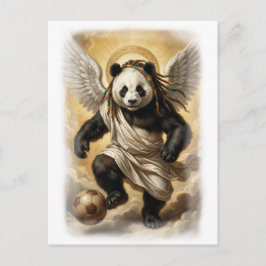Renaissance Style Panda Fußballspieler auf einem  Feiertagspostkarte