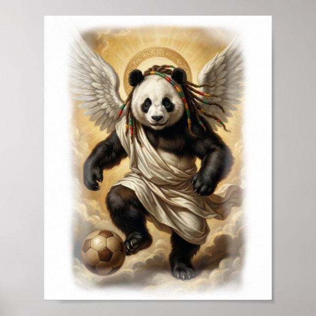 Renaissance Style Panda Player Soccer on a  Poster (Vorne)