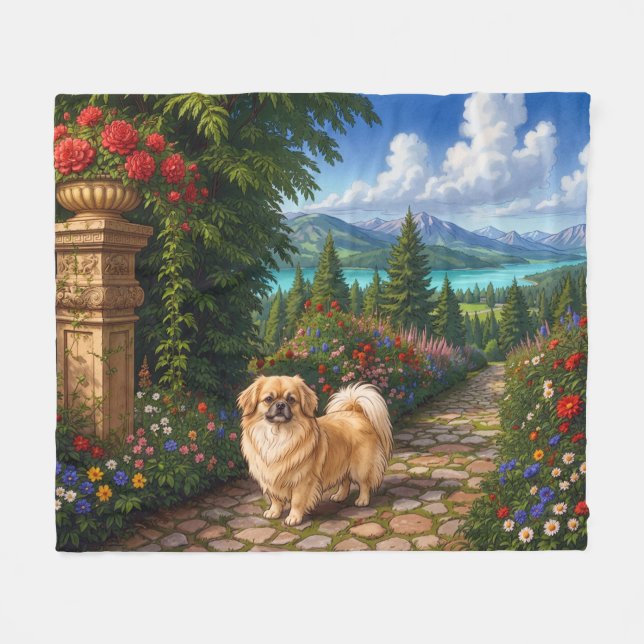 Renaissance Tibetan Spaniel Fleecedecke (Vorderseite (Horizontal))