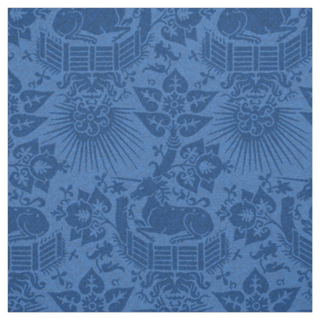 Renaissance Unicorn Garden, Sapphire Blue Stoff (Muster)