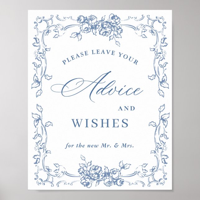 Renaissance Verziert Dusty Blue Advice & Wishings Poster (Vorne)