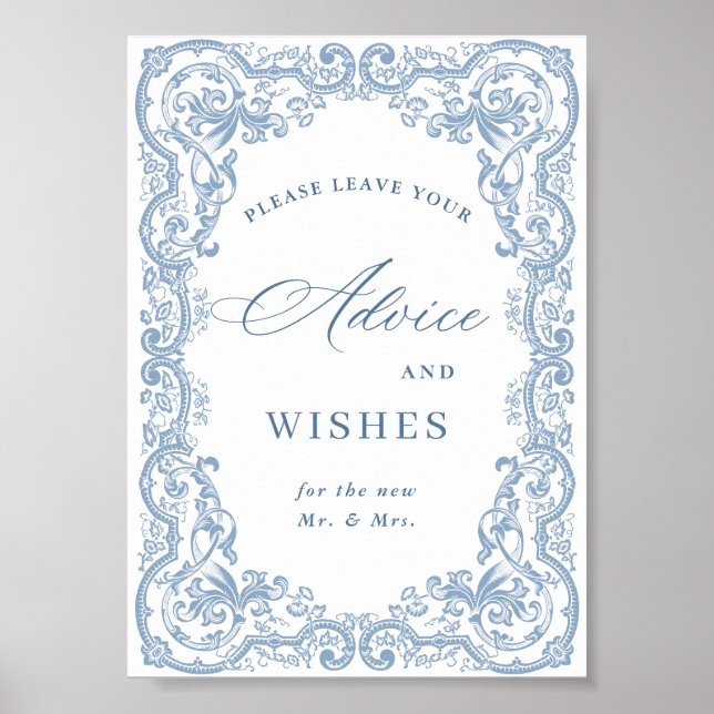 Renaissance Verziert Dusty Blue Advice & Wishings Poster (Vorne)