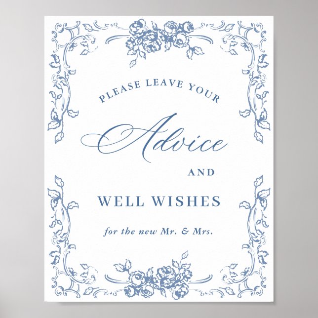 Renaissance Verziert Dusty Blue Advice & Wishings Poster (Vorne)