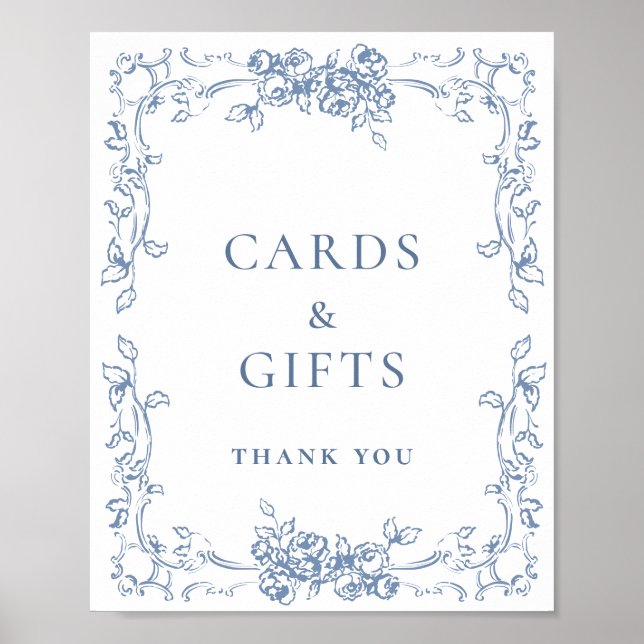 Renaissance Verziert Dusty Blue Cards und Geschenk Poster (Vorne)