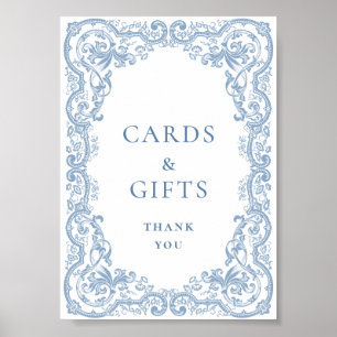 Renaissance Verziert Dusty Blue Cards und Geschenk Poster