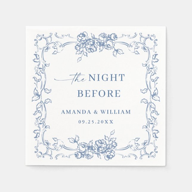 Renaissance Verziert Dusty Blue Probe Dinner Serviette (Vorderseite)