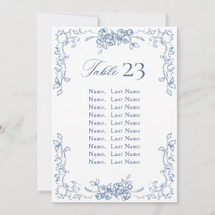 Renaissance Verziert Dusty Blue Seating Chart Card Einladung