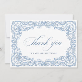Renaissance Verziert Floral Dusty Blue Wedding Dankeskarte