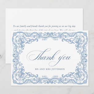 Renaissance Verziert Floral Dusty Blue Wedding Dankeskarte
