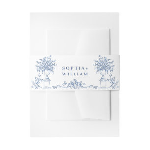 Renaissance Verziert Floral Dusty Blue Wedding Einladungsbanderole