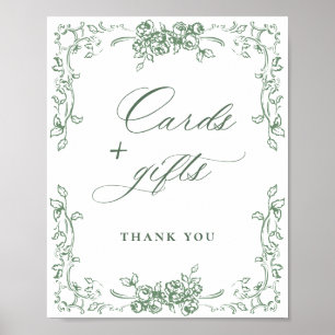 Renaissance Verziert Sage Green Cards und Geschenk Poster