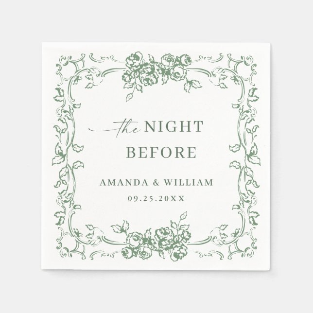 Renaissance Verziert Sage Green Probe Dinner Serviette (Vorderseite)