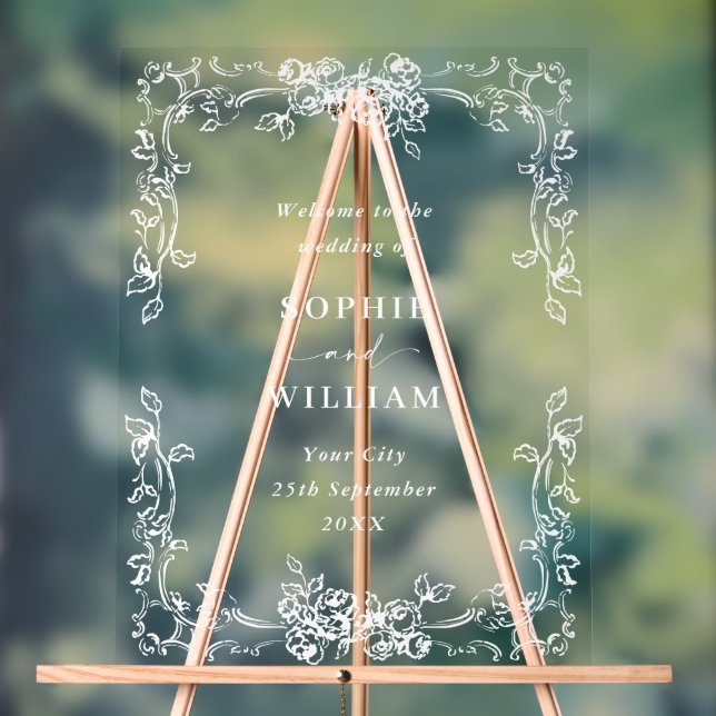 Renaissance Verziert Wedding WELCOME Hochzeit Acrylschild (Neutral)