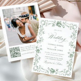 Renaissance Verzierte Blumenfeier Grüne Hochzeit Einladung