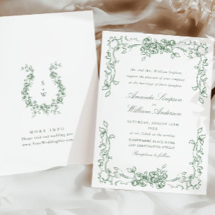 Renaissance Verzierte Blumenfeier Grüne Hochzeit Einladung