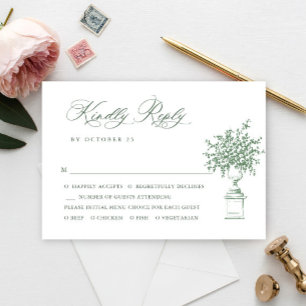 Renaissance Verzierte Blumenfeier Grüne Hochzeit RSVP Karte