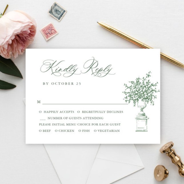Renaissance Verzierte Blumenfeier Grüne Hochzeit RSVP Karte (Von Creator hochgeladen)