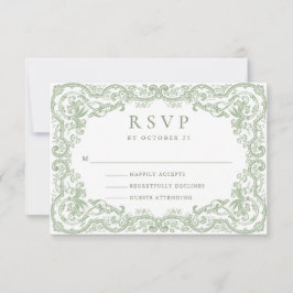 Renaissance Verzierte Blumenfeier Grüne Hochzeit RSVP Karte