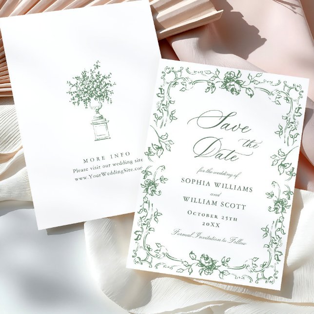 Renaissance Verzierte Blumenfeier Grüne Hochzeit Save The Date (Von Creator hochgeladen)