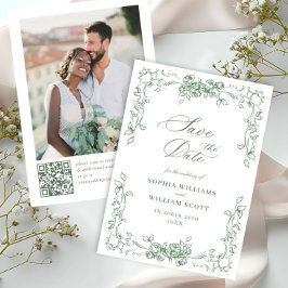 Renaissance Verzierte Blumenfeier Grüne Hochzeit Save The Date
