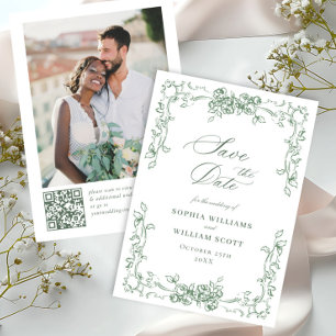 Renaissance Verzierte Blumenfeier Grüne Hochzeit Save The Date