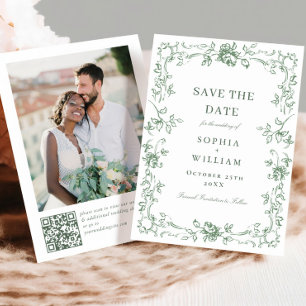 Renaissance Verzierte Blumenfeier Grüne Hochzeit Save The Date