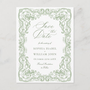 Renaissance Verzierte grüne Hochzeit retten das Da Postkarte