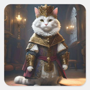 Renaissance Weißkatze im Gewand, Quadratischer Aufkleber