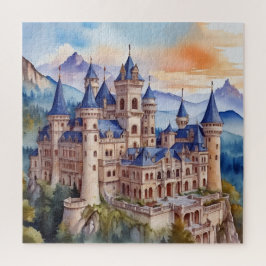 Renaissanceschloss in den Bergen. AI-Technologie Puzzle