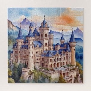 Renaissanceschloss in den Bergen. AI-Technologie Puzzle