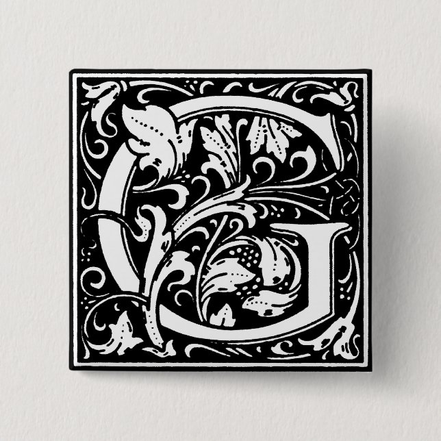 Renaissancestil Alphabet Letter G - Button (Vorderseite)