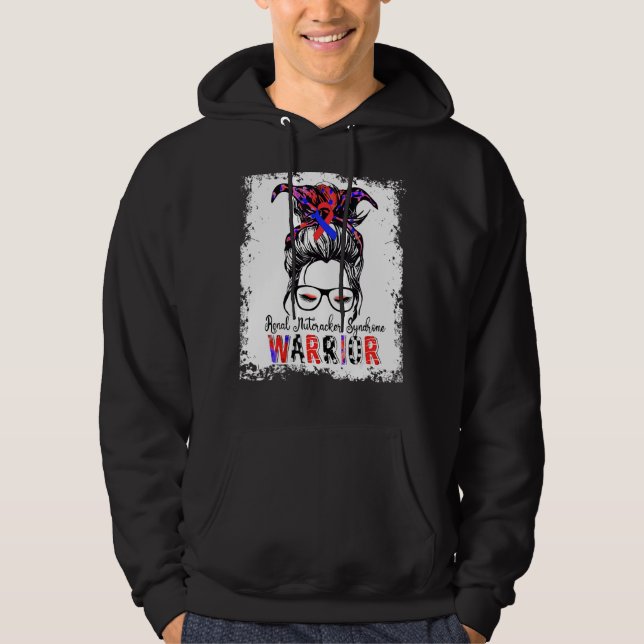 Renal Nutcracker Syndrom Warrior Blue Red Ribbon Hoodie (Vorderseite)